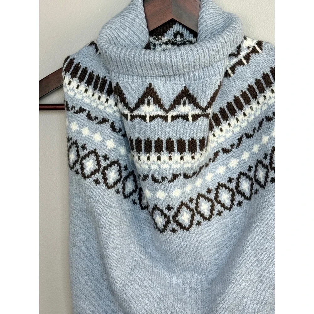 Loft Dog Sweater XL Blue Fair Isle Knit Turtleneck Pet Vest